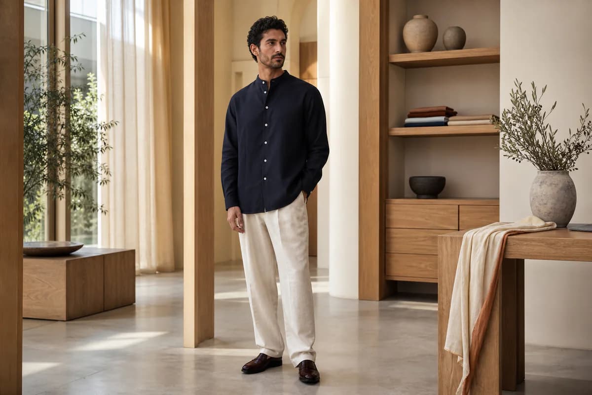 قميص حبري بياقة صينية